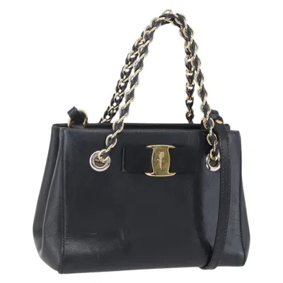 Pre-owned Ferragamo Vala Shoulder Bag Leather Leather Shoulder Bag Bag () In Black