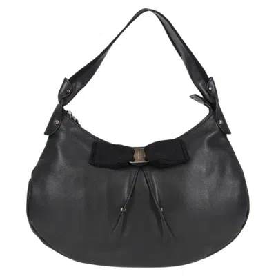 Pre-owned Ferragamo Vala Shoulder Bag Leather Leather Shoulder Bag Bag () In Black