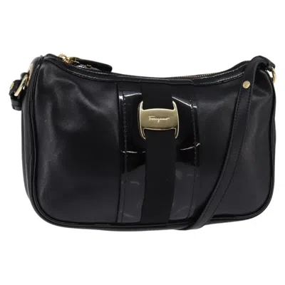 Pre-owned Ferragamo Vala Shoulder Bag Leather Leather Shoulder Bag Bag () In Black