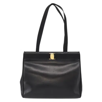 Pre-owned Ferragamo Vala Shoulder Bag Leather Leather Shoulder Bag Bag () In Black