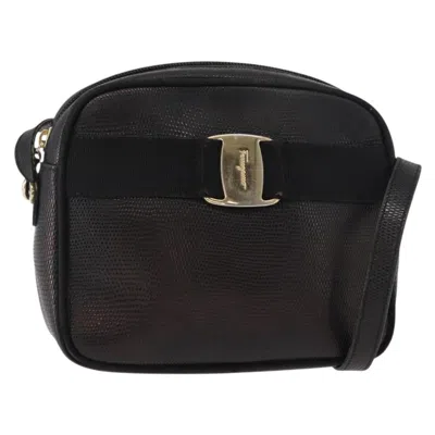 Pre-owned Ferragamo Vala Shoulder Bag Leather Leather Shoulder Bag Bag () In Black