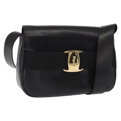 Pre-owned Ferragamo Vala Shoulder Bag Leather Leather Shoulder Bag Bag () In Black