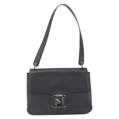 Pre-owned Ferragamo Vala Shoulder Bag Leather Leather Shoulder Bag Bag () In Black
