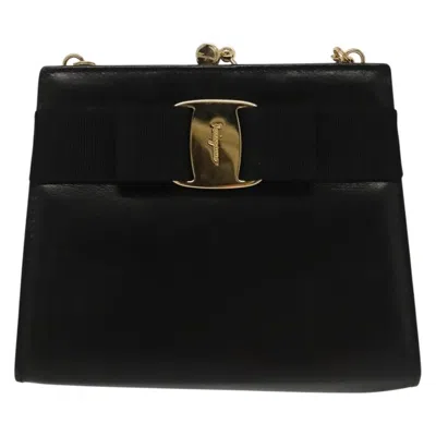 Pre-owned Ferragamo Vala Shoulder Bag Leather Leather Shoulder Bag Bag () In Black