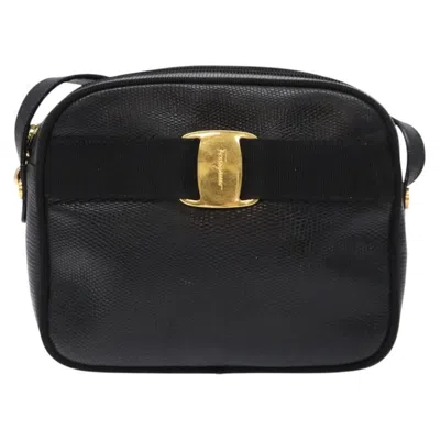 Pre-owned Ferragamo Vala Shoulder Bag Leather Leather Shoulder Bag Bag () In Black