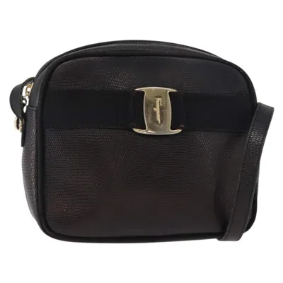 Pre-owned Ferragamo Vala Shoulder Bag Leather Leather Shoulder Bag Bag () In Black
