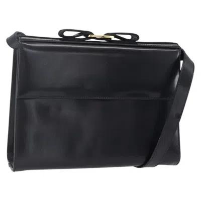 Pre-owned Ferragamo Vala Shoulder Bag Leather Leather Shoulder Bag Bag () In Black