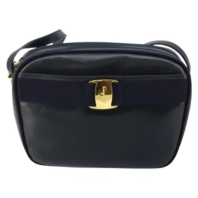 Pre-owned Ferragamo Vala Shoulder Bag Leather Leather Shoulder Bag Bag () In Blue