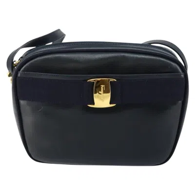 Pre-owned Ferragamo Vala Shoulder Bag Leather Leather Shoulder Bag Bag () In Blue