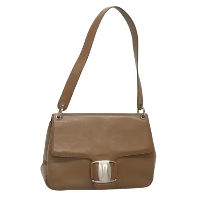 Pre-owned Ferragamo Vala Shoulder Bag Leather Leather Shoulder Bag Bag () In Brown