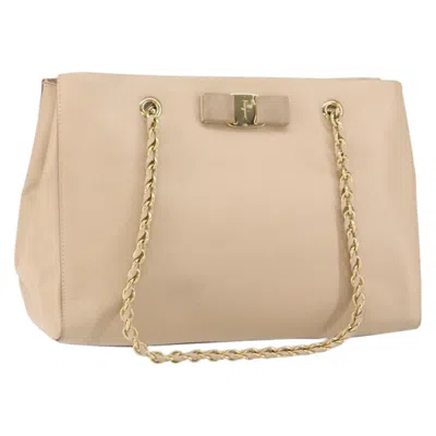 Pre-owned Ferragamo Vala Shoulder Bag Leather Leather Shoulder Bag Bag () In Sand