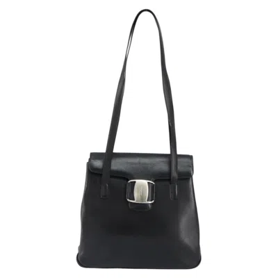 Pre-owned Ferragamo Vala Shoulder Bag Leather Leather Tote Bag Bag () In Black