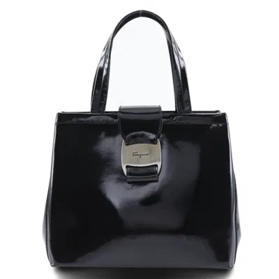Pre-owned Ferragamo Vala Shoulder Bag Patent Leather Patent_leather Bag () In Black