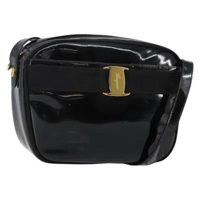 Pre-owned Ferragamo Vala Shoulder Bag Patent Leather Patent_leather Bag () In Black