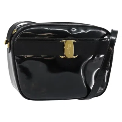 Pre-owned Ferragamo Vala Shoulder Bag Patent Leather Patent_leather Shoulder Bag Bag () In Black
