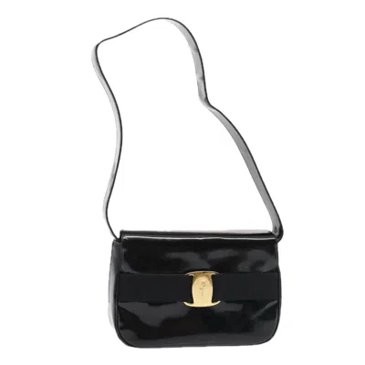 Pre-owned Ferragamo Vala Shoulder Bag Patent Leather Patent_leather Shoulder Bag Bag () In Black
