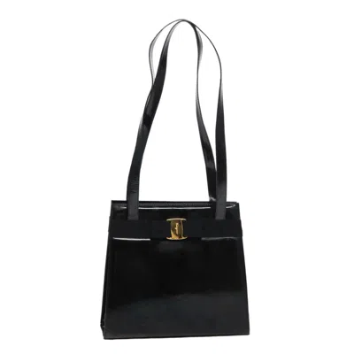 Pre-owned Ferragamo Vala Shoulder Bag Patent Leather Patent_leather Shoulder Bag Bag () In Black
