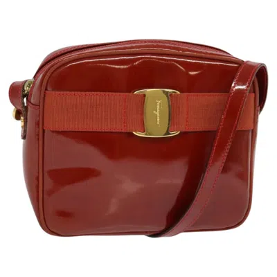 Pre-owned Ferragamo Vala Shoulder Bag Patent Leather Patent_leather Shoulder Bag Bag () In Red