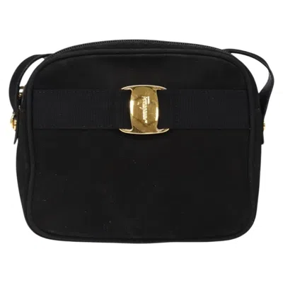Pre-owned Ferragamo Vala Shoulder Bag Suede Suede Shoulder Bag Bag () In Black