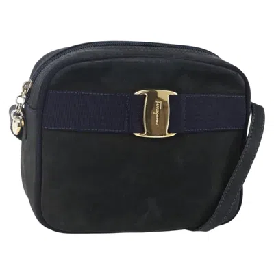Pre-owned Ferragamo Vala Shoulder Bag Suede Suede Shoulder Bag Bag () In Blue