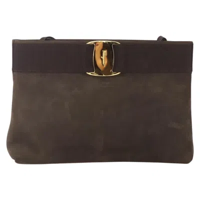 Pre-owned Ferragamo Vala Shoulder Bag Suede Suede Shoulder Bag Bag () In Brown