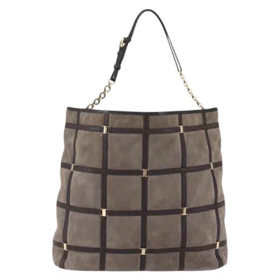 Pre-owned Ferragamo Vala Shoulder Bag Suede Suede Shoulder Bag Bag () In Brown