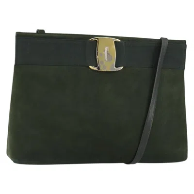 Pre-owned Ferragamo Vala Shoulder Bag Suede Suede Shoulder Bag Bag () In Green