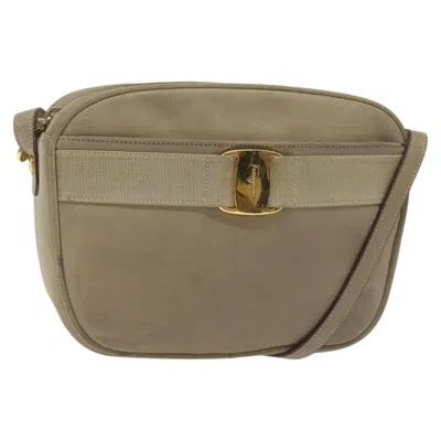 Pre-owned Ferragamo Vala Shoulder Bag Suede Suede Shoulder Bag Bag () In Sand