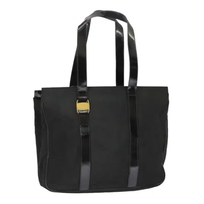 Pre-owned Ferragamo Vala Tote Canvas Canvas Tote Bag Bag () In Black