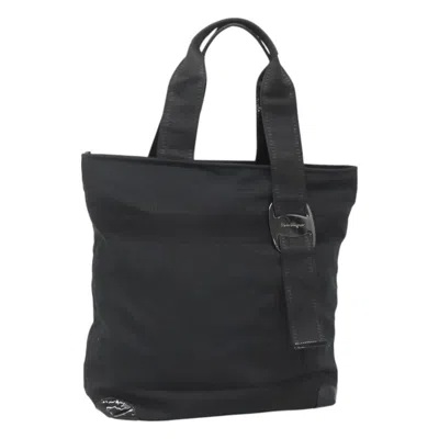 Pre-owned Ferragamo Vala Tote Canvas Canvas Tote Bag Bag () In Black