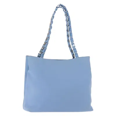 Pre-owned Ferragamo Vala Tote Canvas Canvas Tote Bag Bag () In Blue