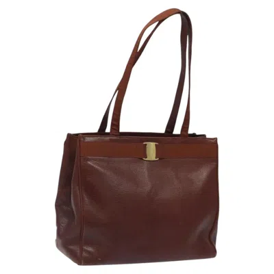 Pre-owned Ferragamo Vala Tote Leather Leather Tote Bag Bag () In Brown