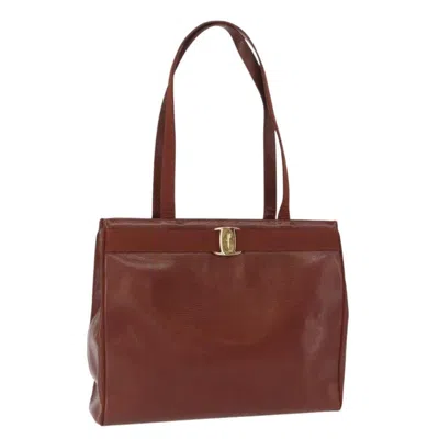 Pre-owned Ferragamo Vala Tote Leather Leather Tote Bag Bag () In Brown