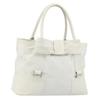 Pre-owned Ferragamo Vala Tote Leather Leather Tote Bag Bag () In White