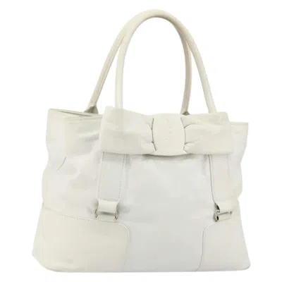 Pre-owned Ferragamo Vala Tote Leather Leather Tote Bag Bag () In White