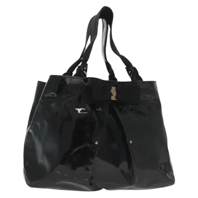 Pre-owned Ferragamo Vala Tote Patent Leather Patent_leather Tote Bag Bag () In Black