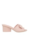 Ferragamo Valery 55 Woman Sandals Light Pink Size 7 Calfskin In Pink