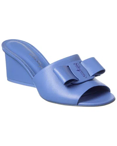 Ferragamo Valery Leather Sandal In Blue
