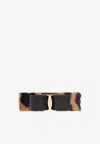 Ferragamo Bow And Fur Hair Accessories In Animal Print