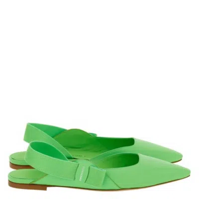 Ferragamo Vania Vara Bow Slingback Ballet Flats In Green