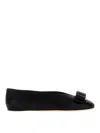 Ferragamo Vanna V Ballerinas In Velvet In Black