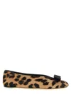 Ferragamo Animal Print Bow Detail Flat Sole Ballerina In Multi