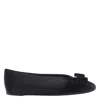 Ferragamo Leather Round Toe Ballerina Shoes With Bow Detail In Black