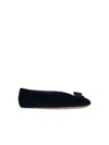 Ferragamo Vanna V Ballerinas In Velvet In Black
