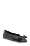 Ferragamo Vanna Vara Bow Ballet Flats In Calf Leather In Black