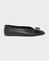 Ferragamo Vanna Vara Bow Ballet Flats In Calf Leather In Nero