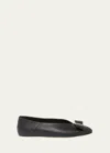 Ferragamo Vanna Vara Bow Ballet Flats In Calf Leather In Nero