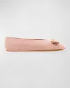 Ferragamo Light Pink Leather Ballet Flats In Rose