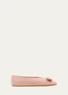 Ferragamo Light Pink Leather Ballet Flats In Rose