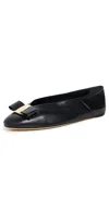 Ferragamo Double-bow Ballet Flat In Nero